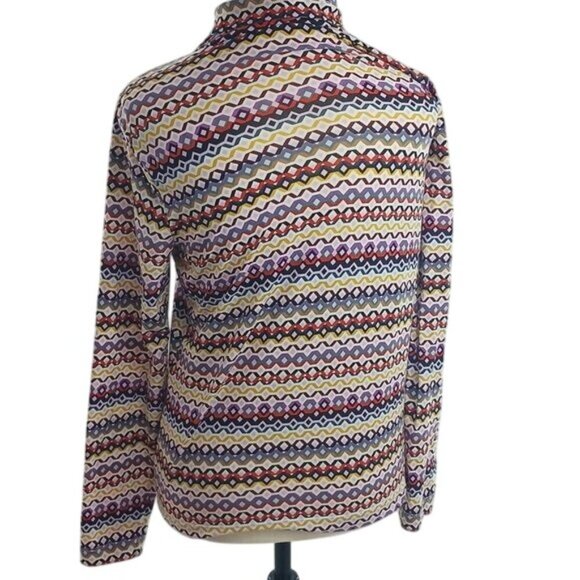 LOFT  Turtleneck Multicolor Geometric Long Sleeve Stretch Womens Size L - Picture 5 of 7